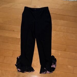 ZARA Black Pants with Ruffled Hem